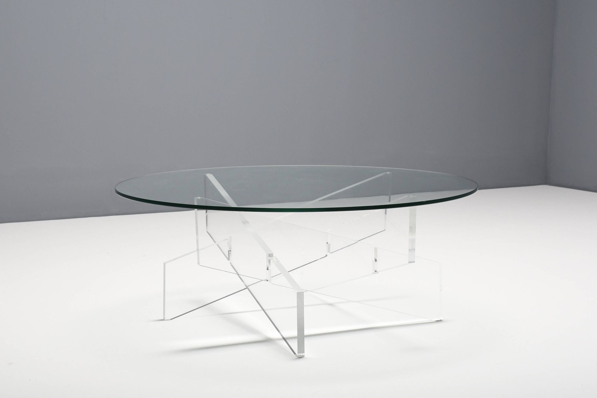 Table basse graphique en lucite et verre, Italie 1970
