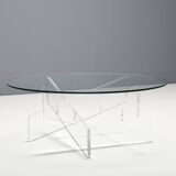 Table basse graphique en lucite et verre, Italie 1970
