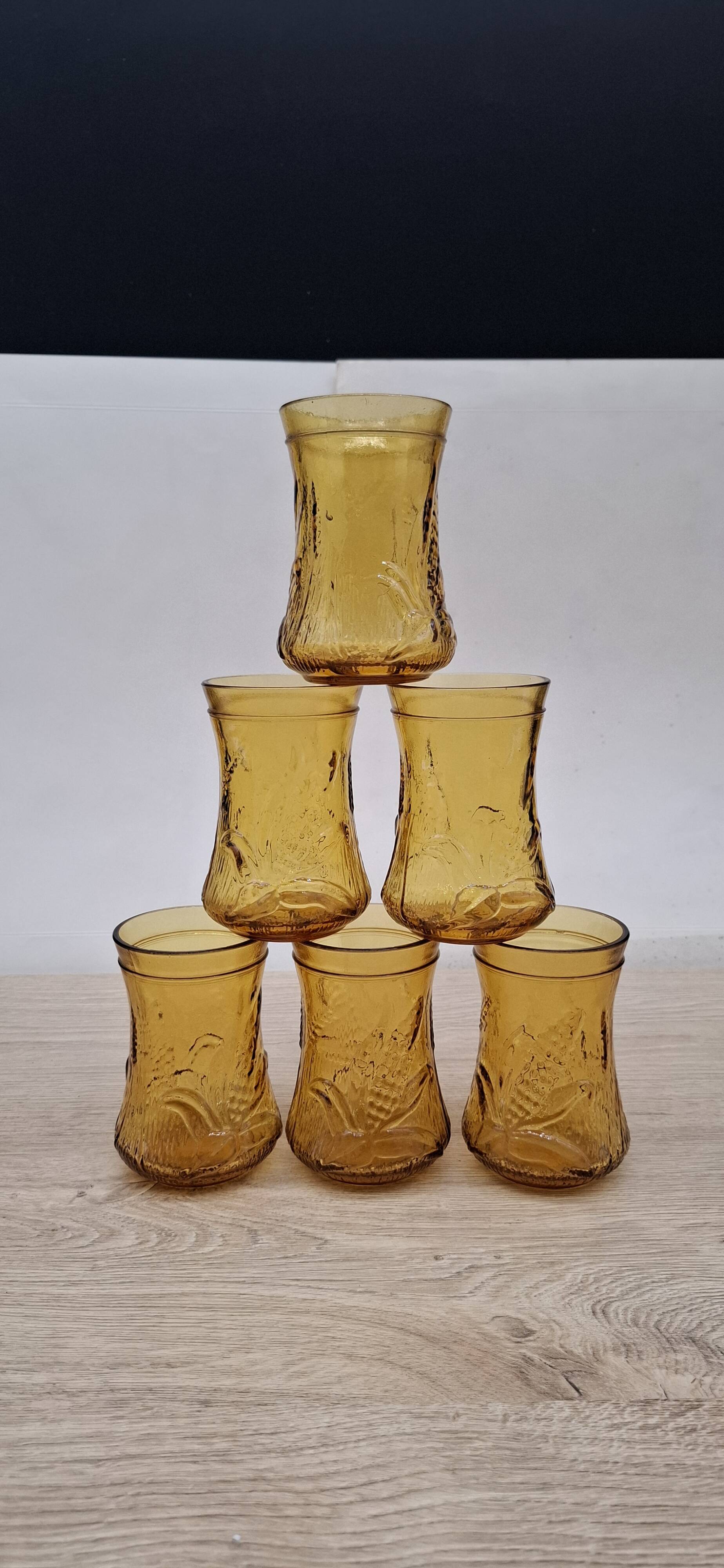 Set of 6 Italian ochre glasses