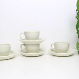 Set of 4 cups and saucers, Sarreguemines, Chardon model, vintage French