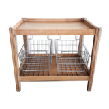 Desserte en bois avec casiers en acier chromé