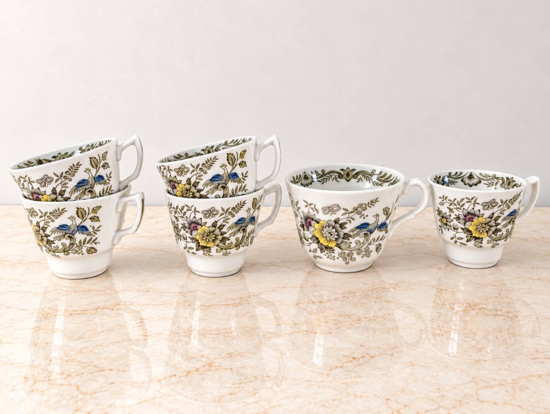 6 tasses Windsor 1981 – Jardin anglais fleuri
