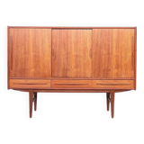 Danish design teak highboard with sliding doors, 1960s
