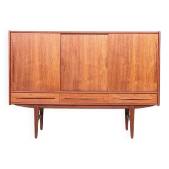 Danish design teak highboard with sliding doors, 1960s