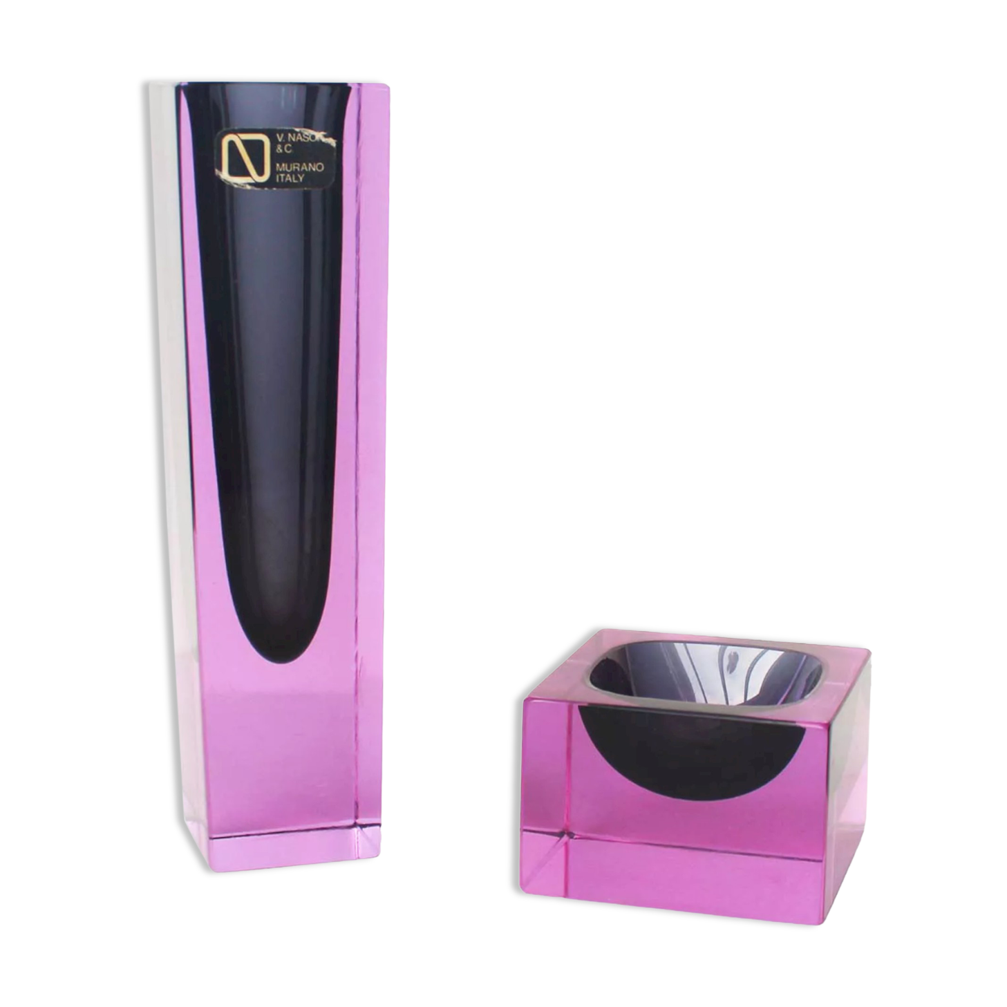 Murano Sommerso Facetted Vase & Bowl set