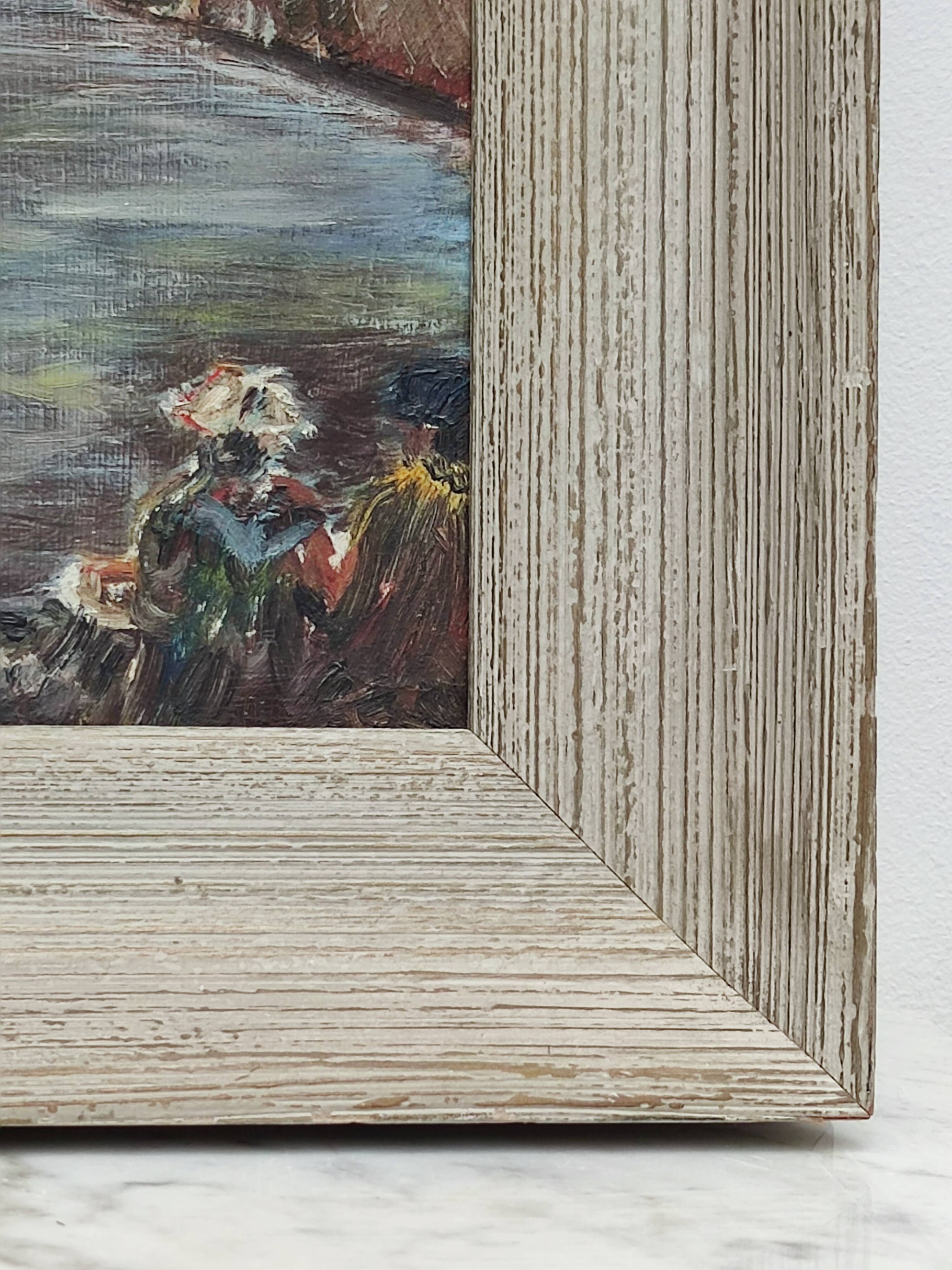 Oil on panel "the houses of the coast"