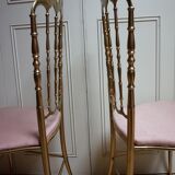 Italian Side Chairs in Golden Brass by Giuseppe Gaetano Descalzi for Chiavari, 1950, Set of 2