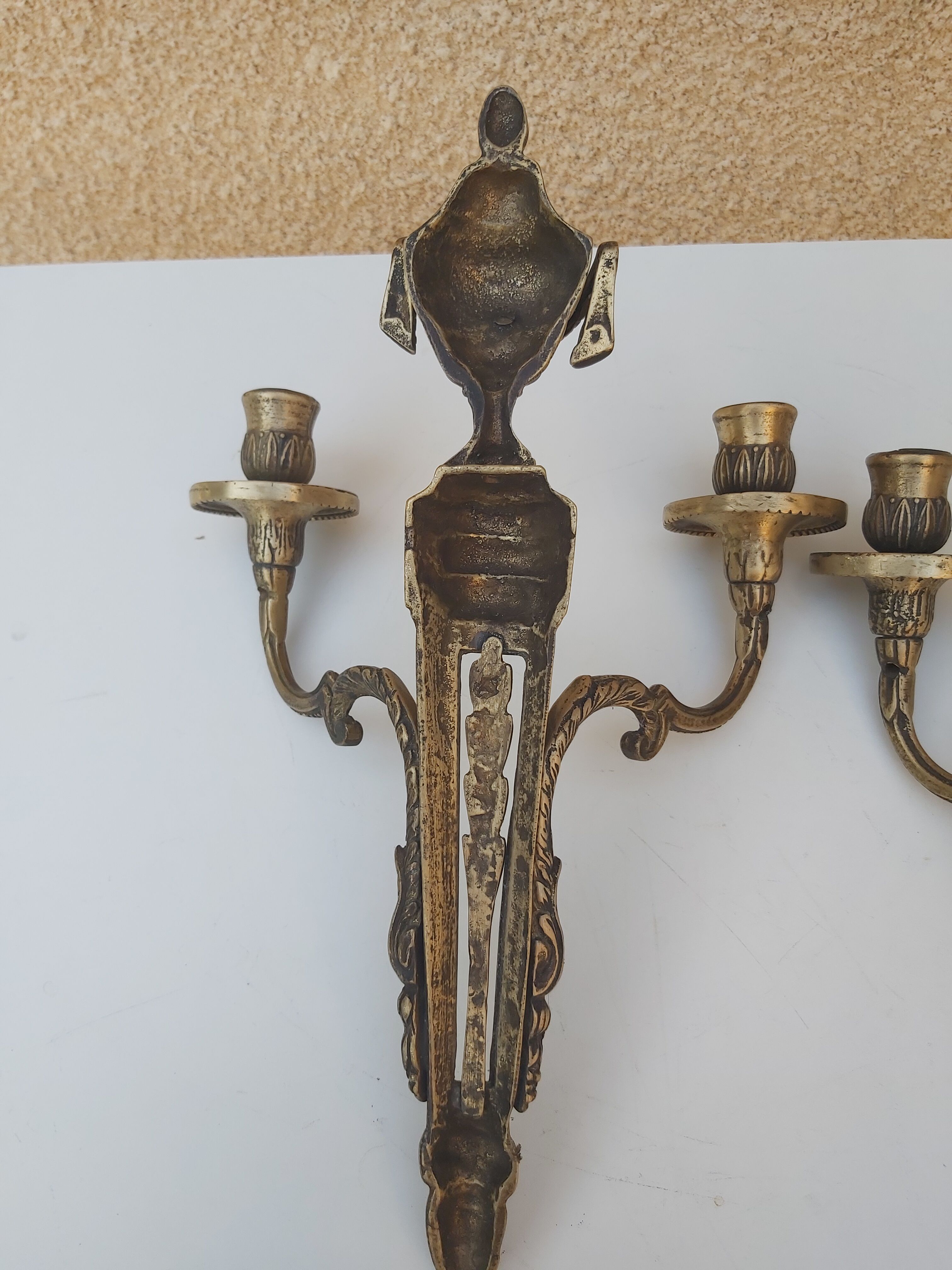 Pair of bronze wall lamps
