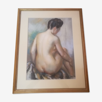 Pastel nude feminine signed Albert Genta