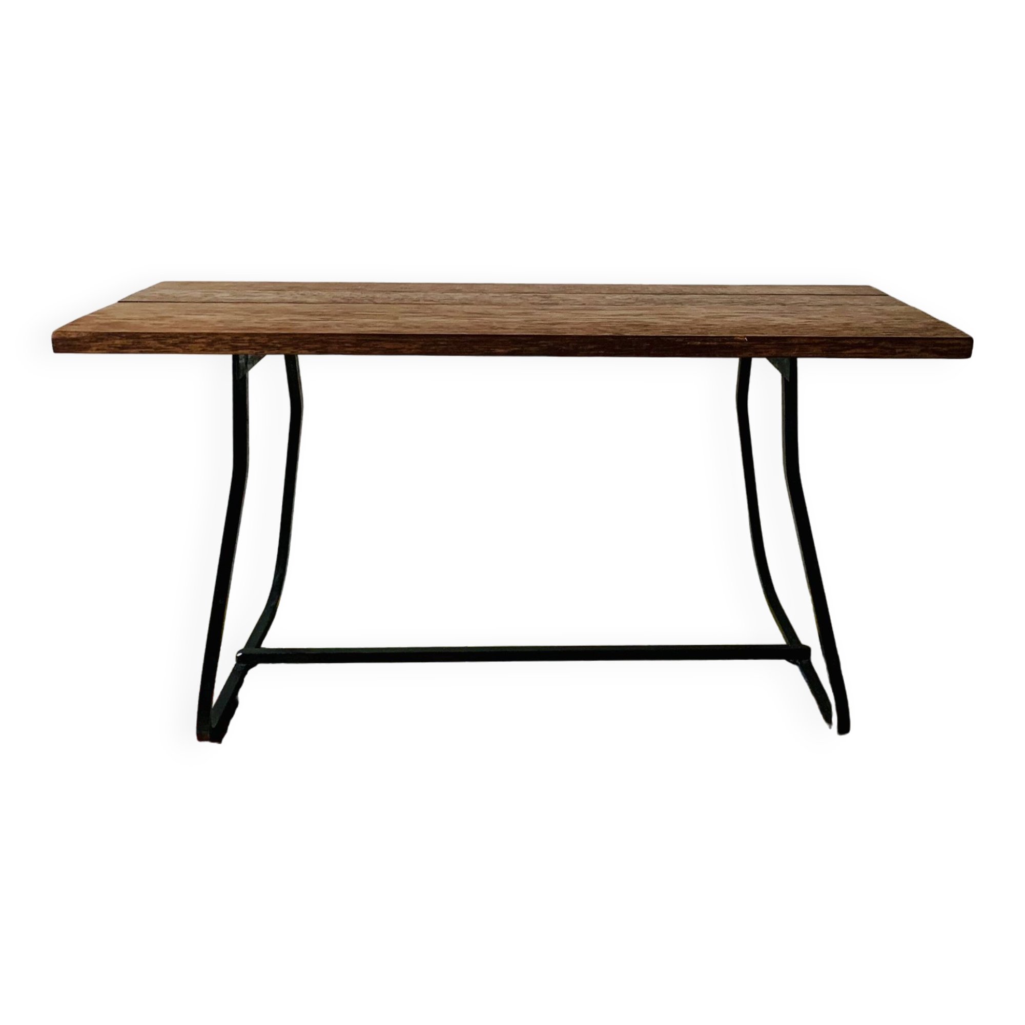 Vintage side table in wood and wrought iron