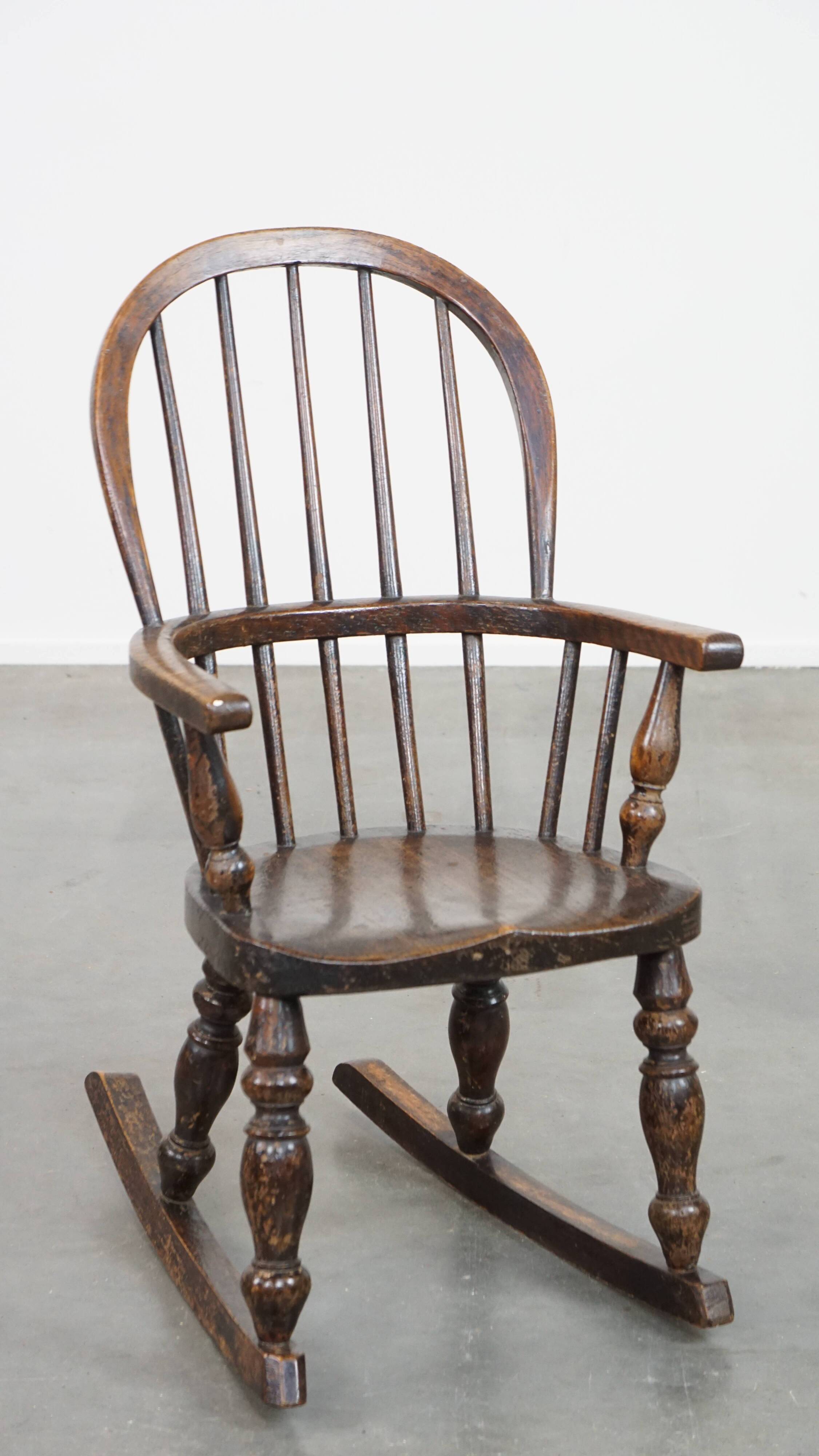 Early 19th century antique English Windsor children's rocking chair