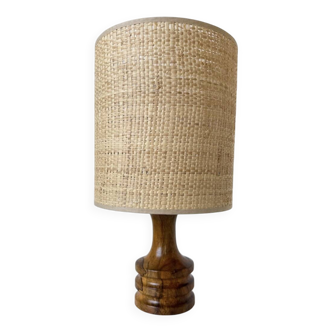 Lampe de table bois olivier tourné années 50