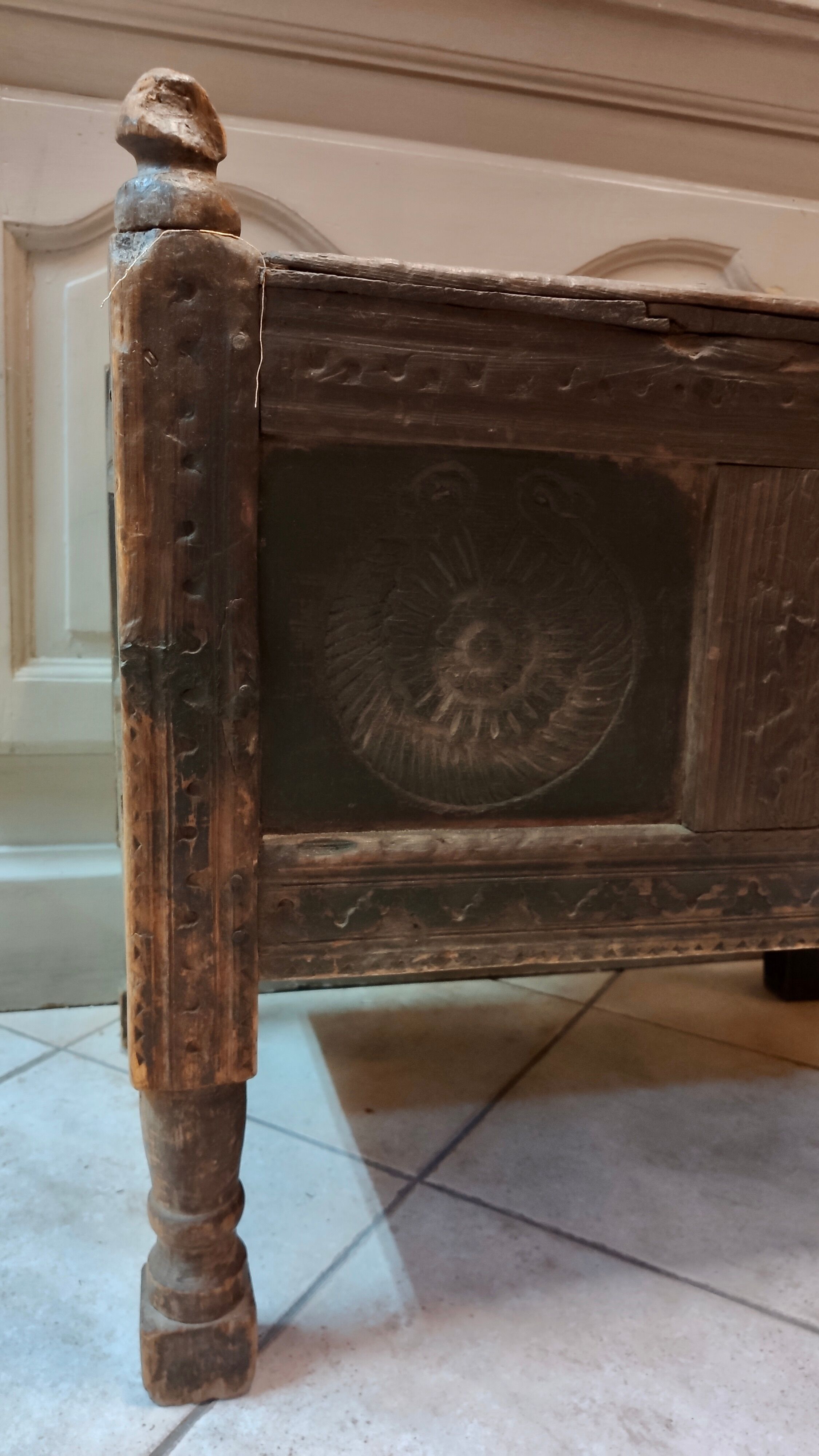 Small Afghan 19th Authentic Wedding Chest