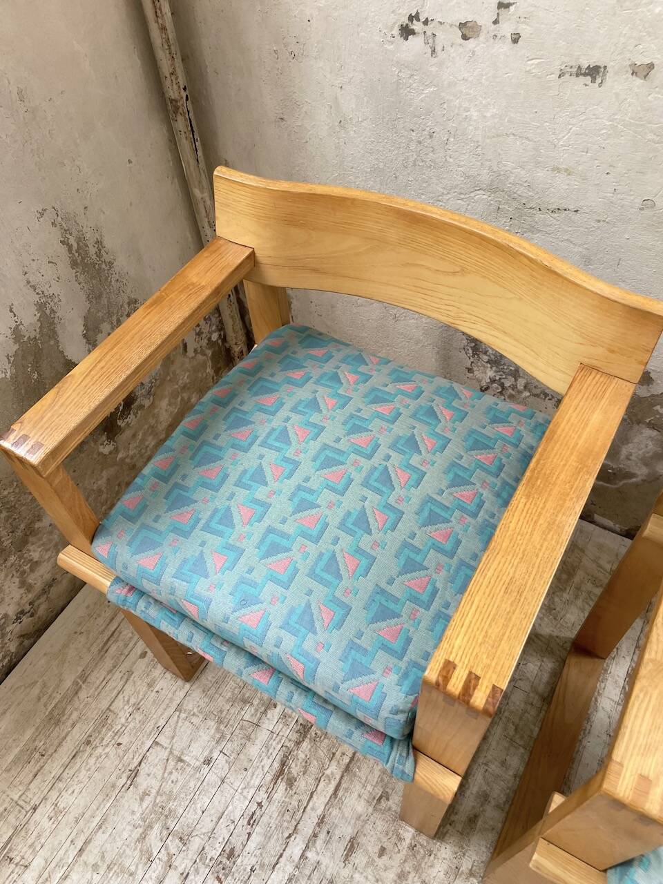 Set of 6 oak chairs with armrests Ate Van Apeldoorn