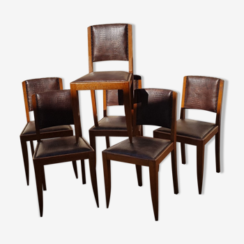 Series of six oak chairs