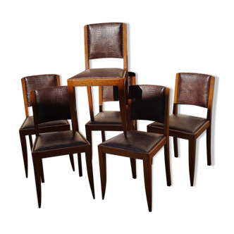 Series of six oak chairs