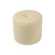 Vintage round wooden pouf skai cream color off white 38cm