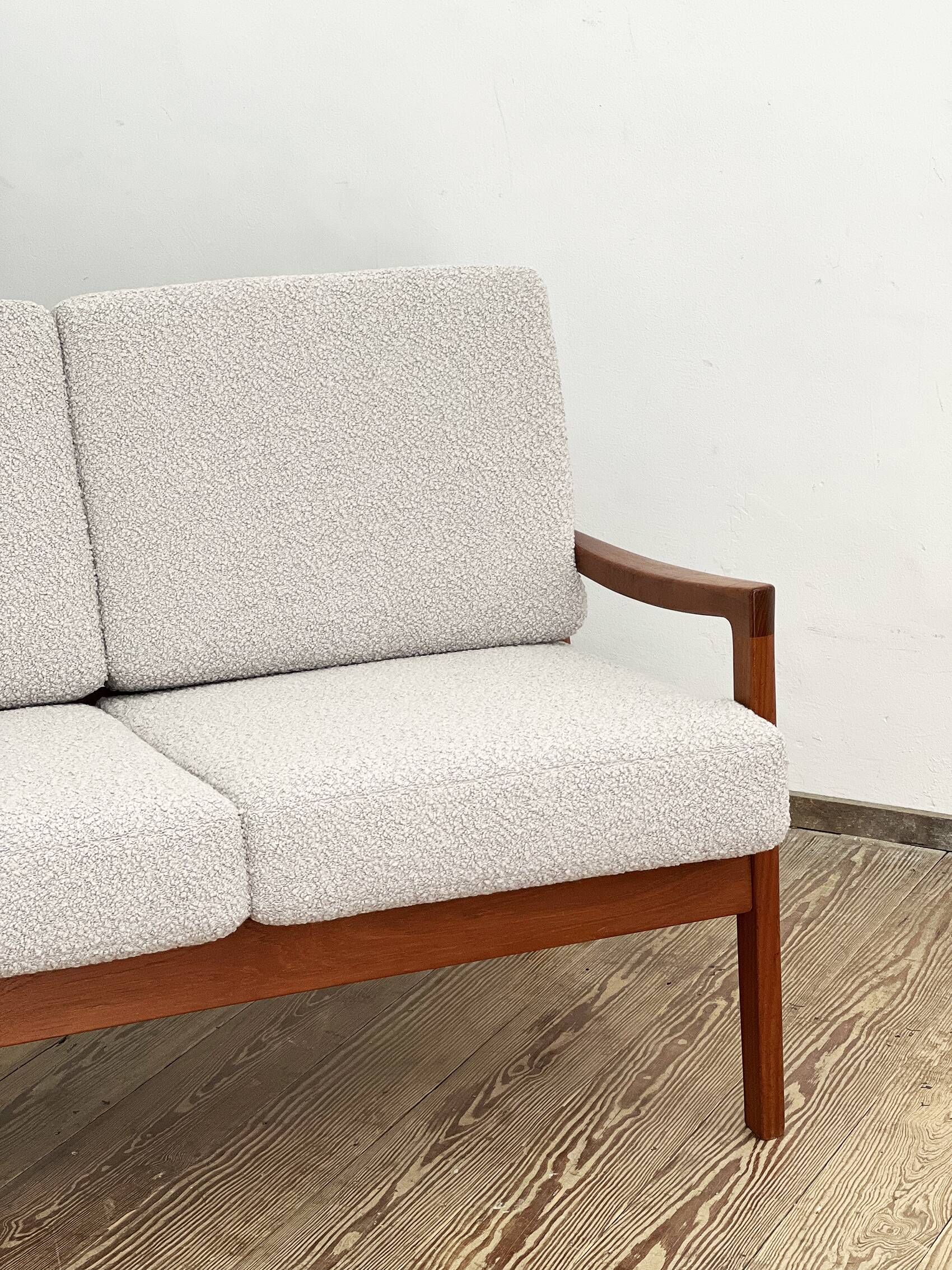 Mid Century Modern 3-Seat Sofa, Ole Wanscher for France & Son, Senator Teak, Danish Design Couch