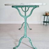 White marble bistro table with oval top