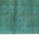 Blue overdyed oriental vintage carpet handmade wool area rug- 151x208cm