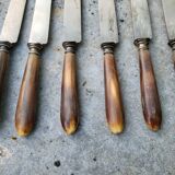 Series of 6 knives steel horn handle