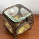 Art Deco jewelry box in brass and beveled glass