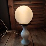 Original bedside desk lamp Base Marble White Globe opaline old vintage