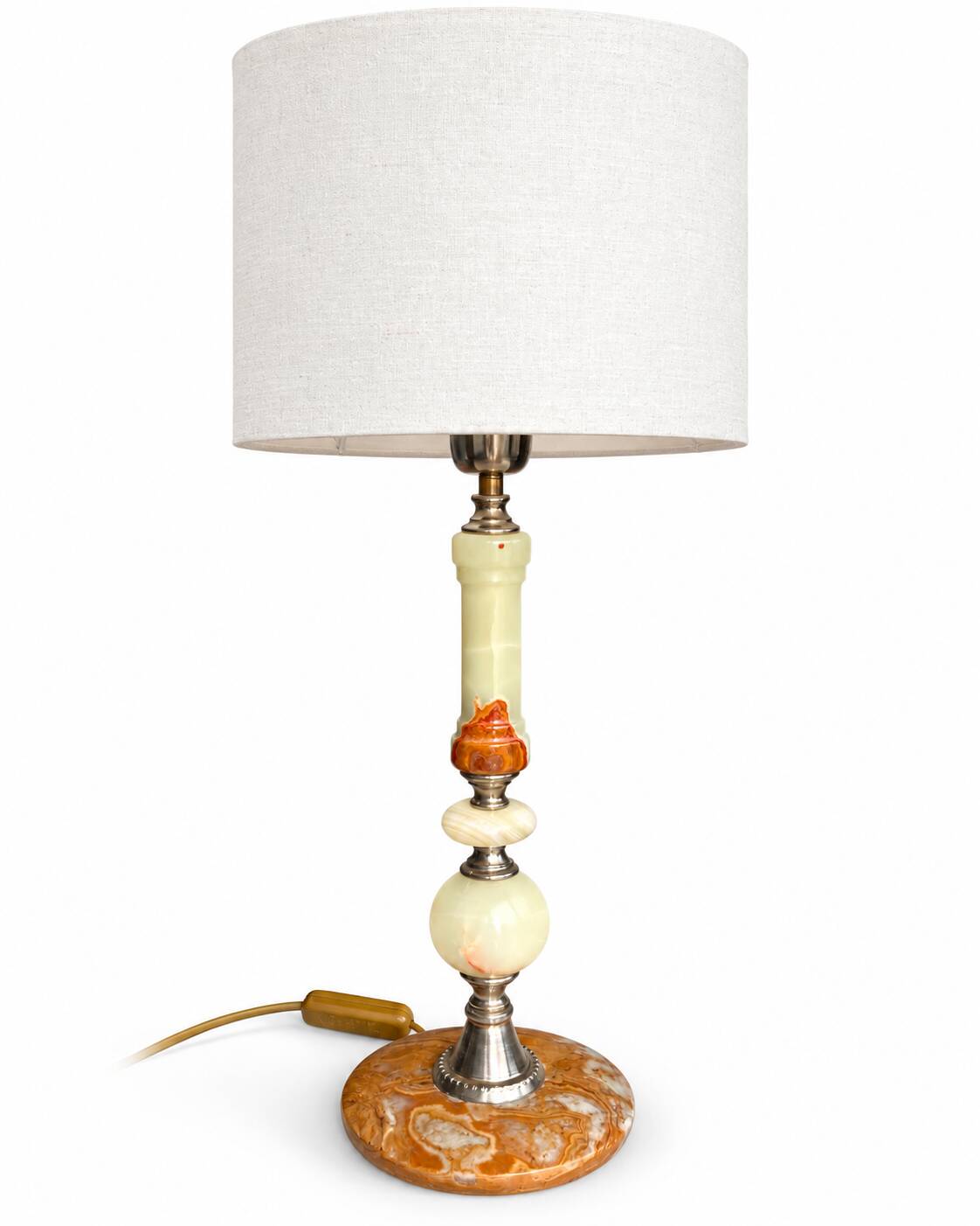 Lampe de table en marbre onyx vintage, années 1960-70