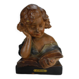 Old plaster bust under study art deco antique french bust 30s