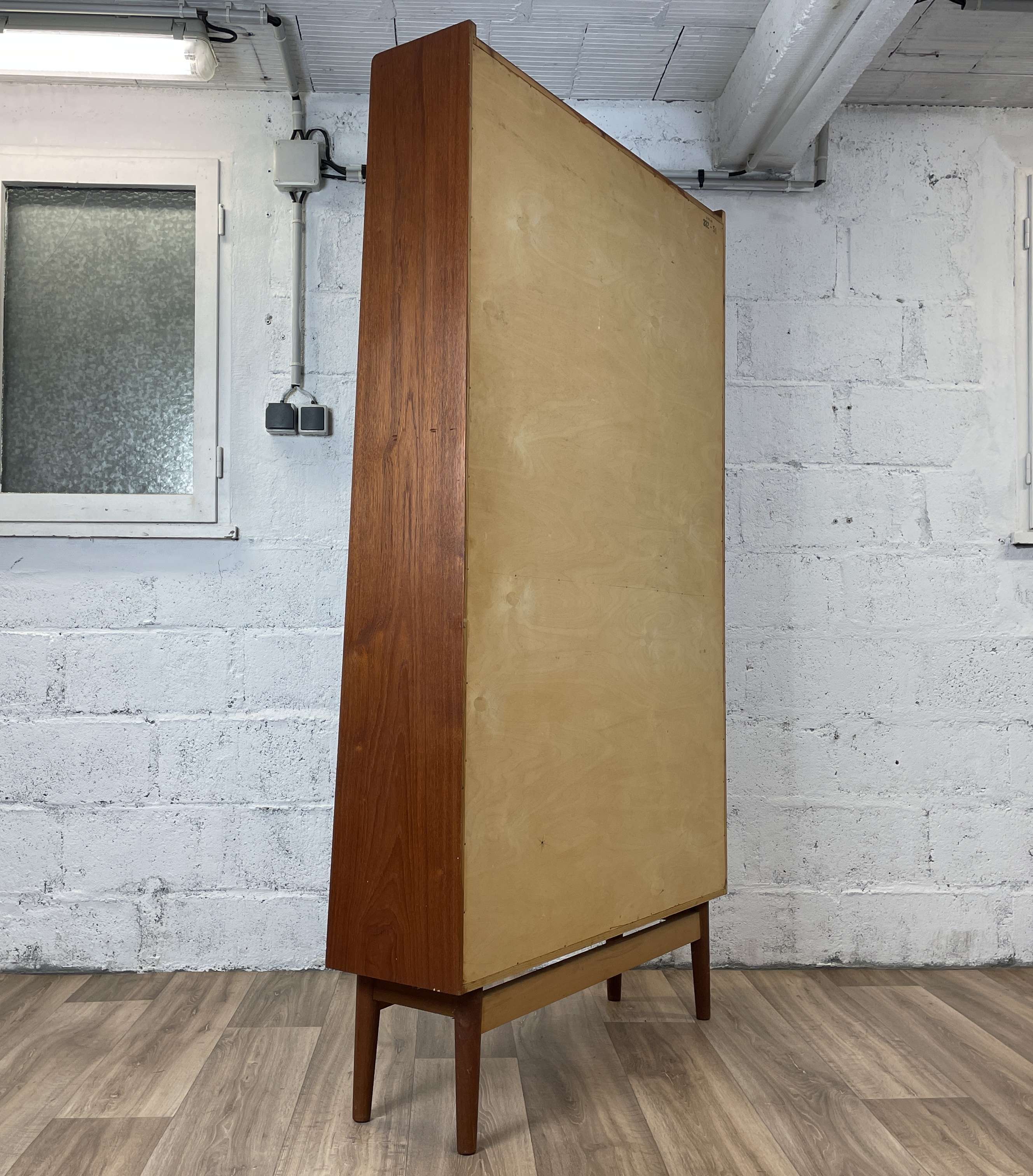 Vintage Scandinavian teak bookcase by Johannes Sorth for Nexø Møbelfabrik, 60s