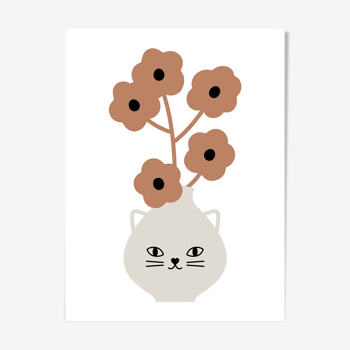 Affiche vase chat