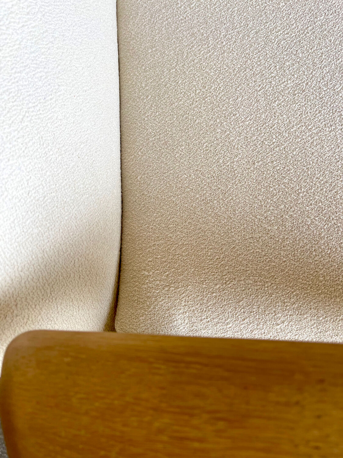 Vintage Scandinavian armchair wood and fabric buckle