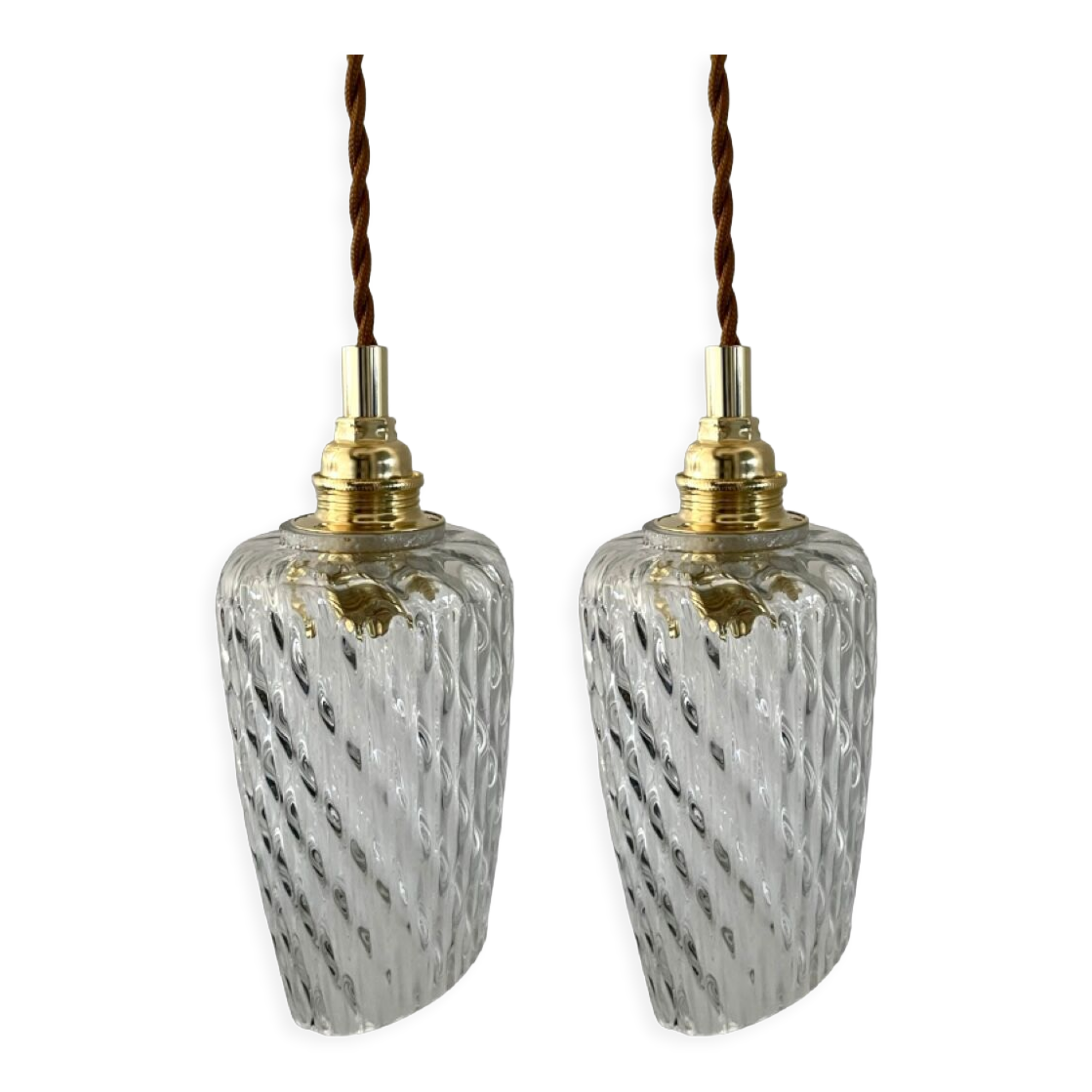Set of two vintage electric chiseled glass handhelds