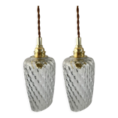 Set of two vintage electric chiseled glass handhelds