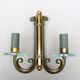 Pair of art deco lacquered metal, brass and glass wall lights