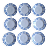 Set of 9 Dux Boch blue dessert plates, 1960