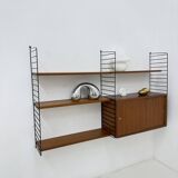 Mid-Century Nisse Strinning string design teak wall unit , 1960s