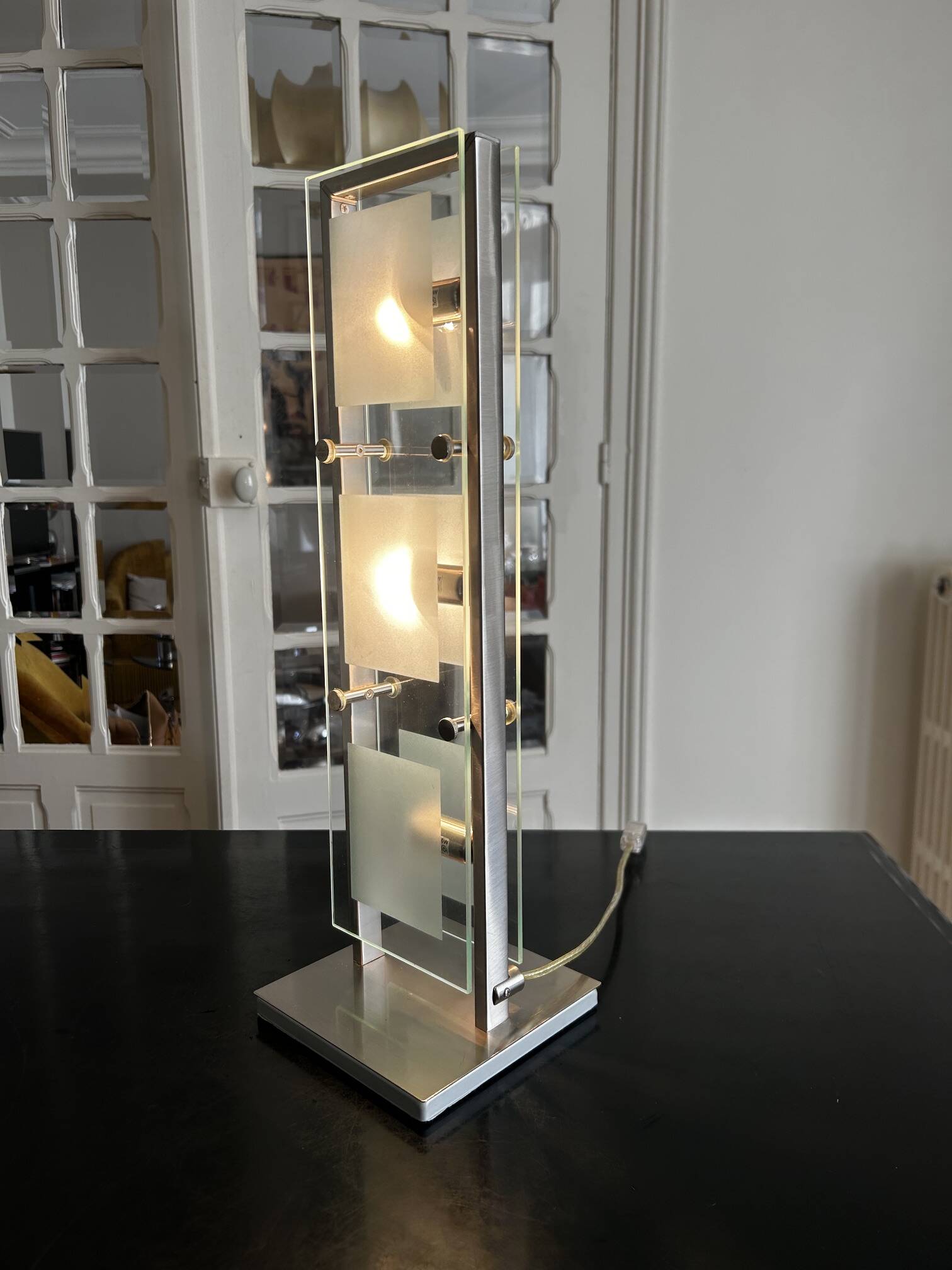 chrome and glass table lamp