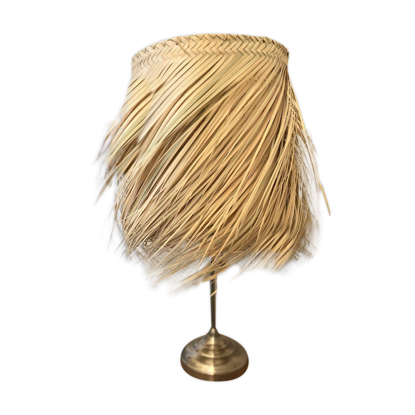 Palm leaf lampshade and iron frame