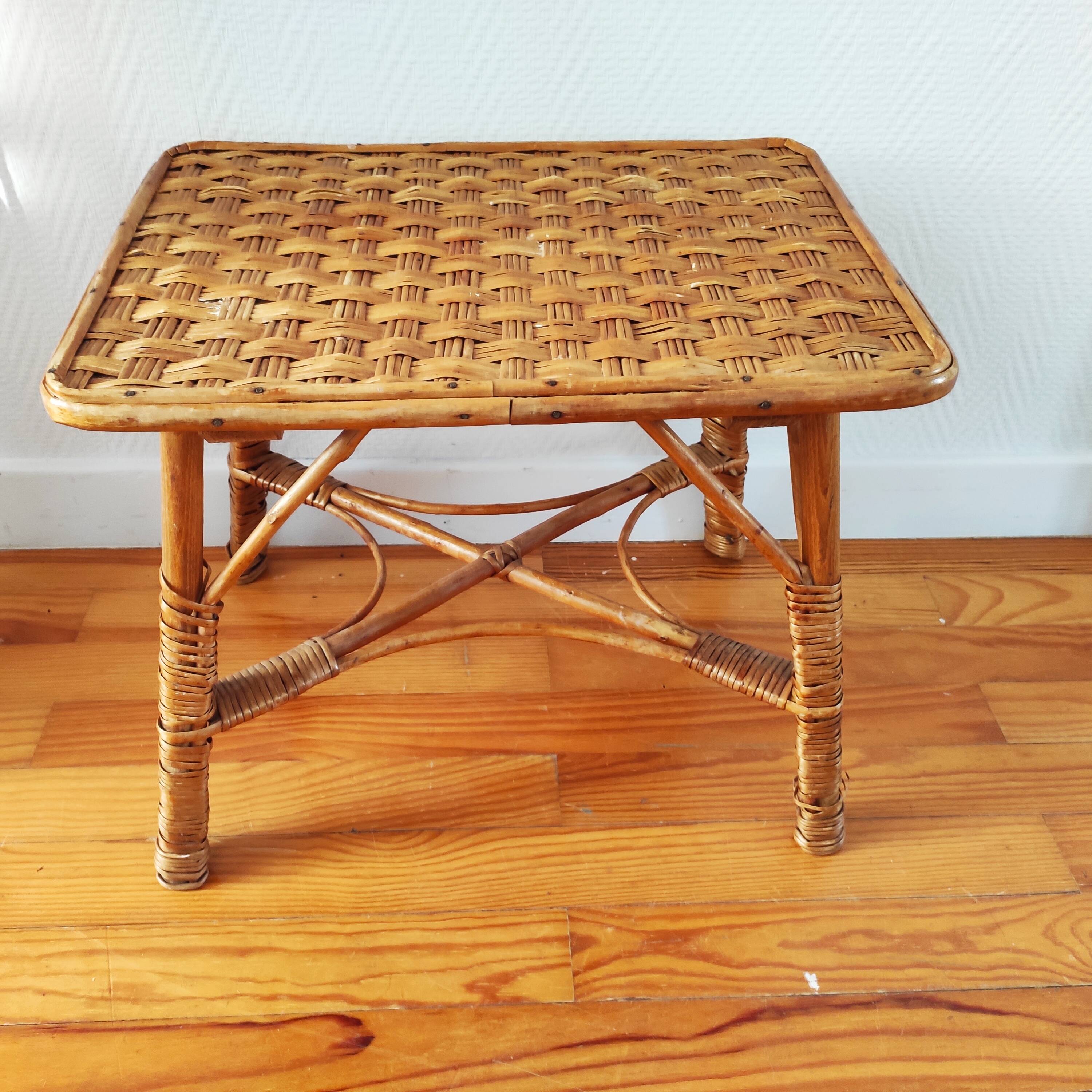 Table basse en rotin, 1950