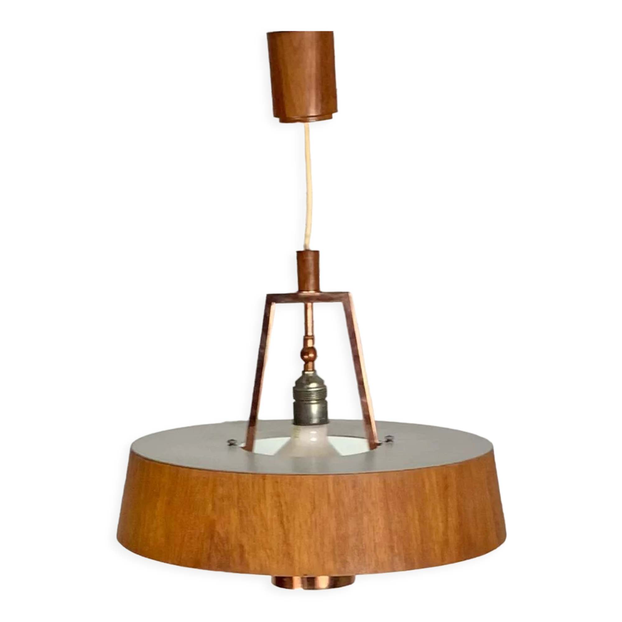 Vintage teak pendant lamp 1970