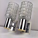 Pair of vintage 70s glass wall lamps by Targetti Sankey