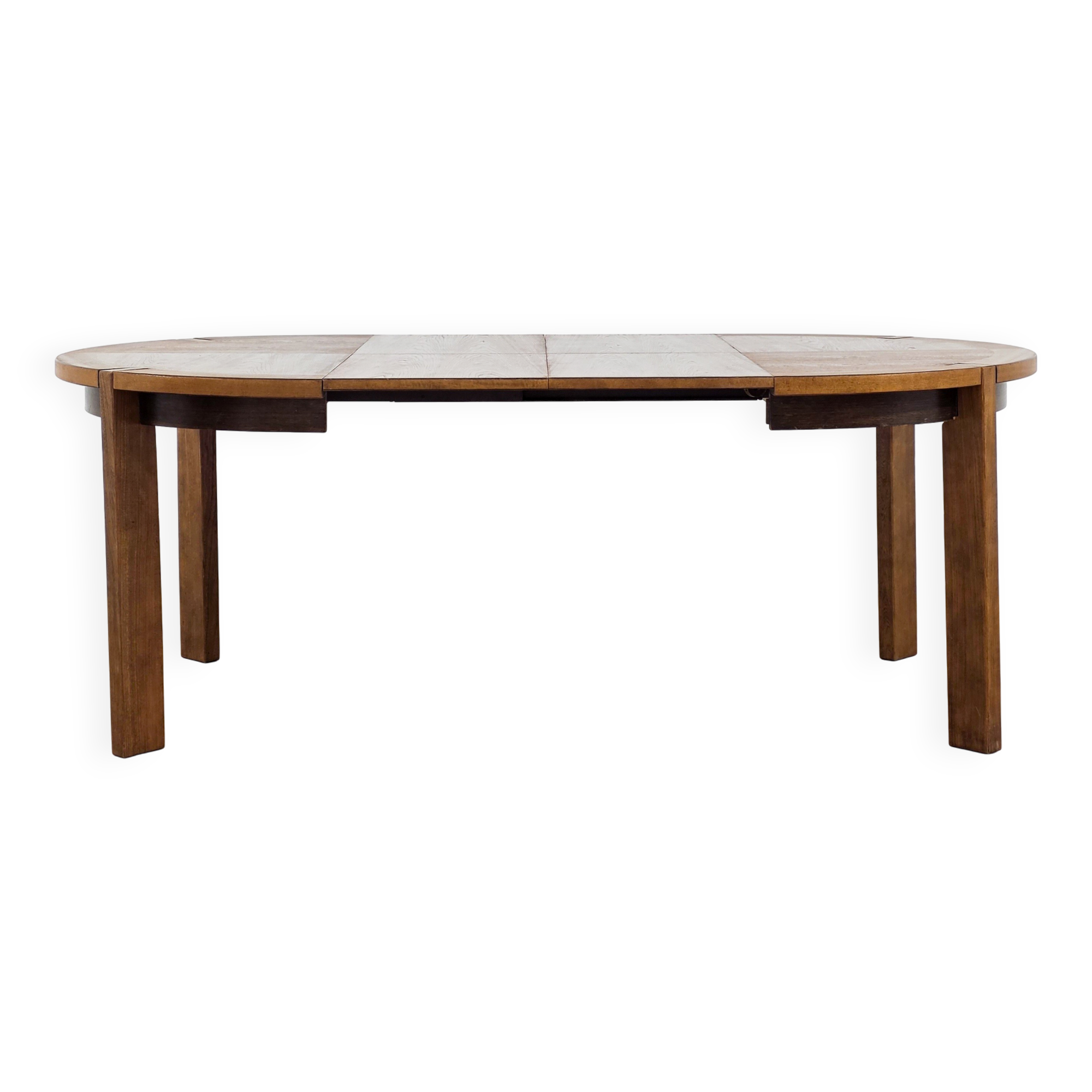 Extendable solid wood round table – 1970s modernist design