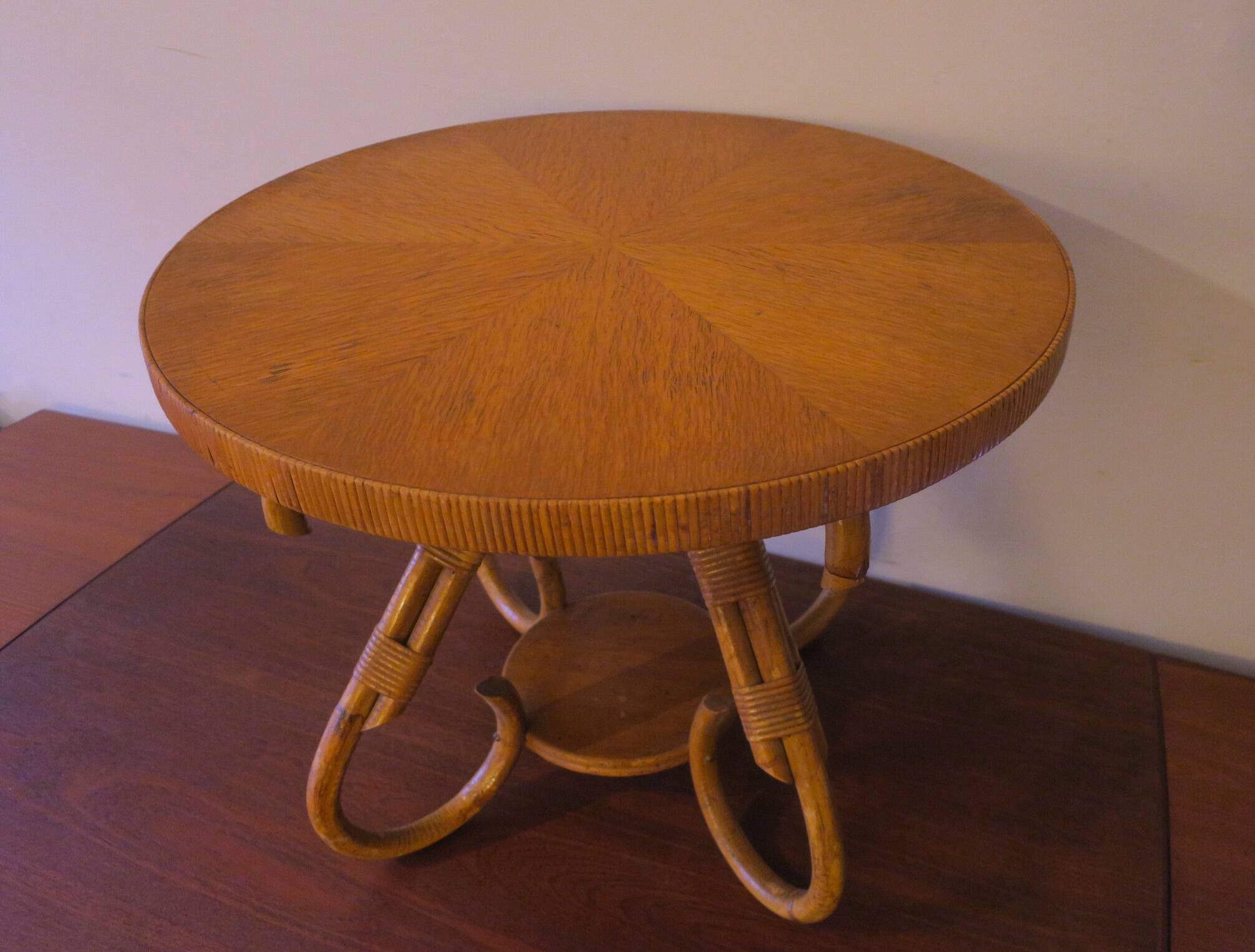Circular bamboo coffee table, 1960s