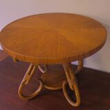 Table basse circulaire en bambou, années 1960
