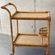 Desserte table roulante rotin vintage