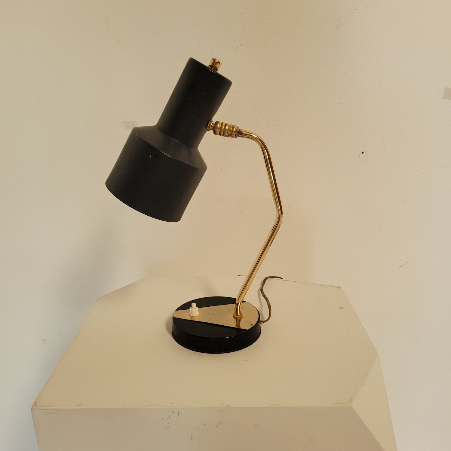 Vintage black and brass lamp from the 1970s