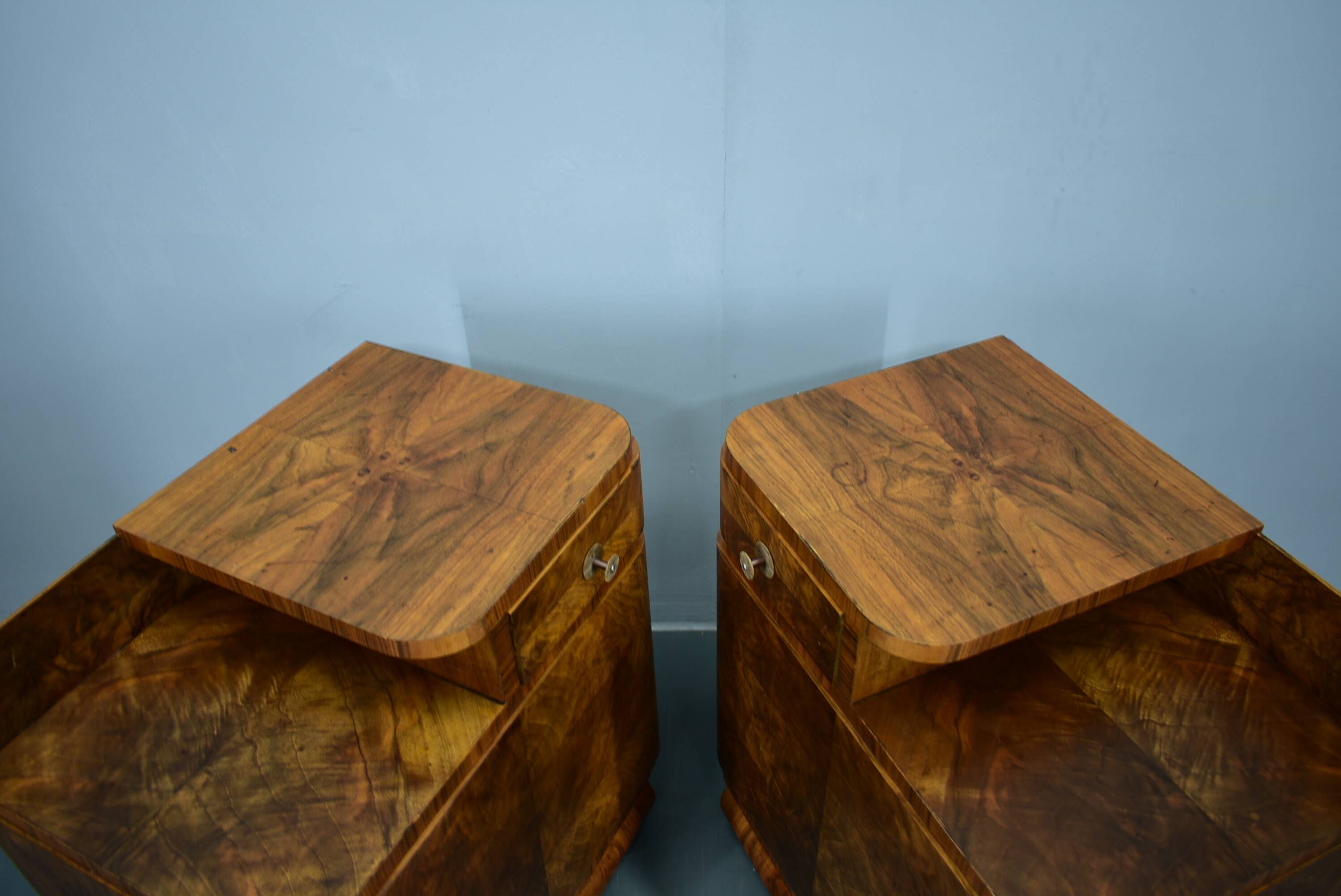 1935s Pair of Art Deco Bedside Tables, Czechoslovakia