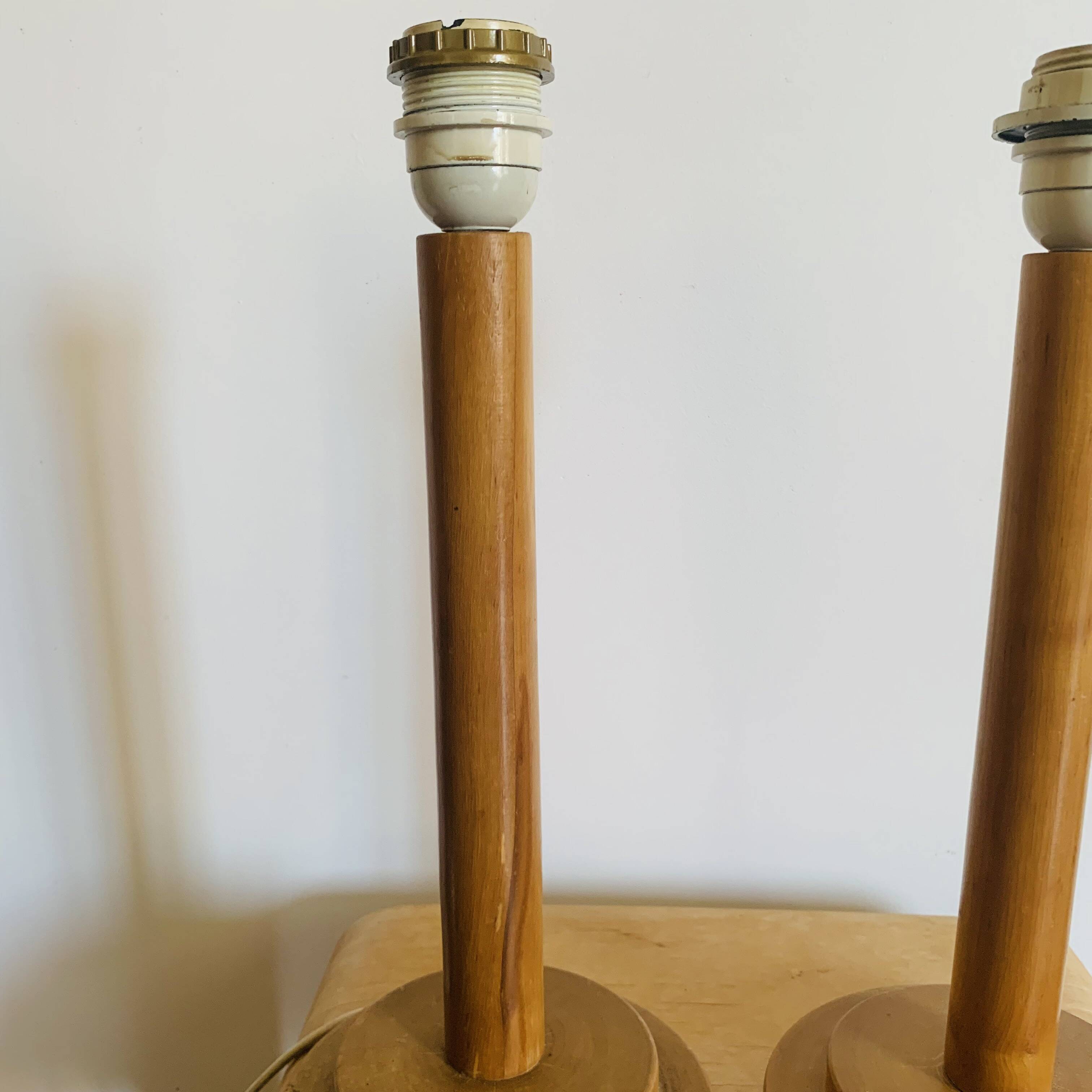 Pair of vintage I.M.T. wooden lamps from the 70s/80s.