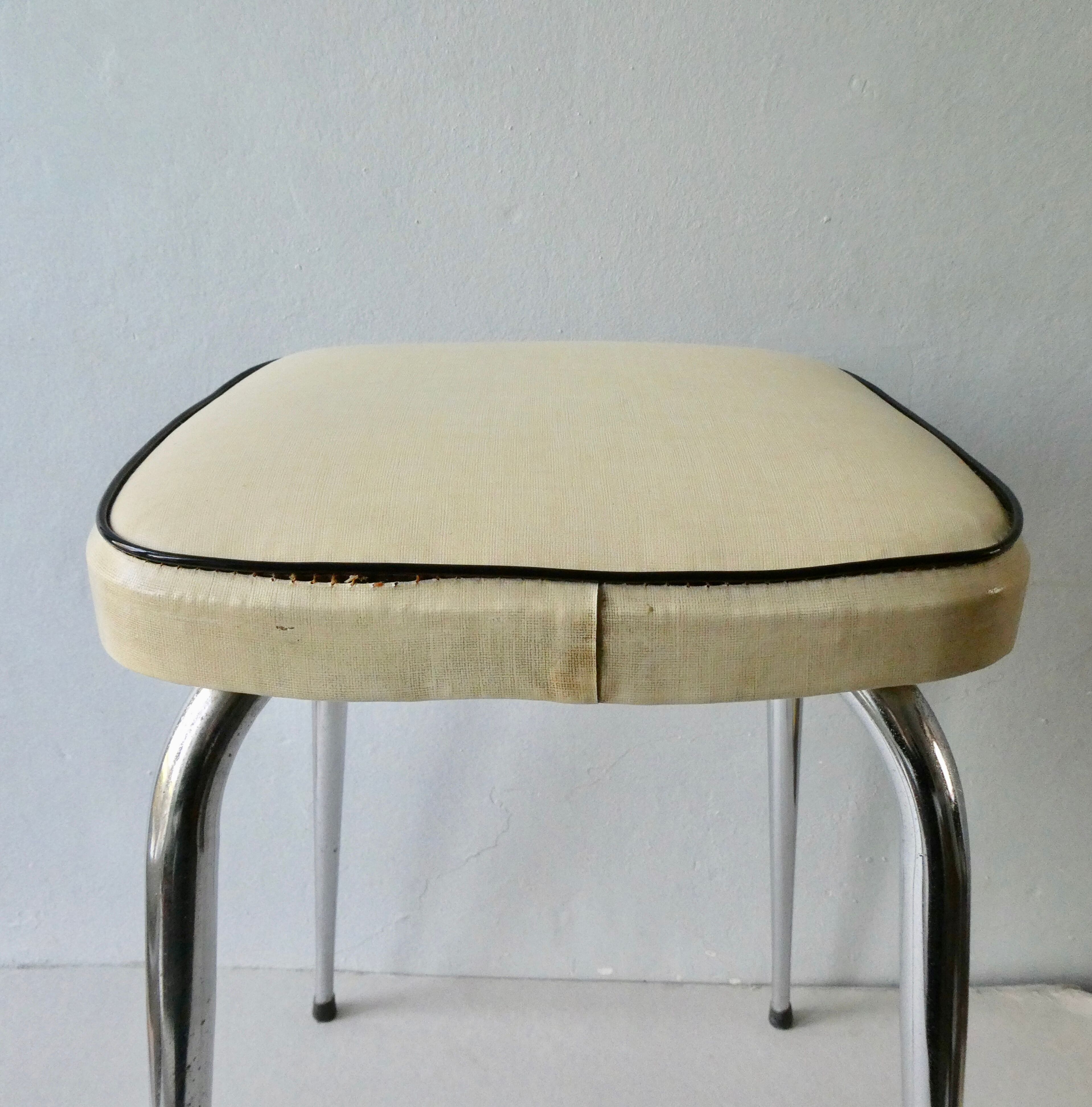 60s tabouret with tapered chrome feet